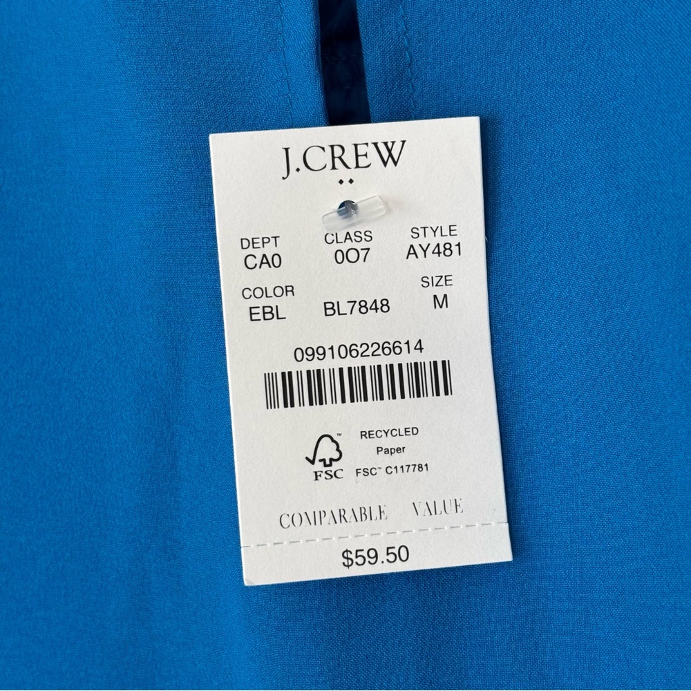 J. Crew Ruffleneck Sleeveless Colbolt Blue Women's Top Size Medium NEW - Picture 3 of 9